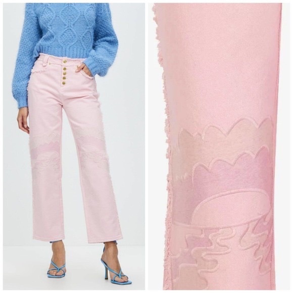 HOUSE OF SUNNY / FREE PEOPLE PINK DAY TRIPPER JESSIE PATCHWORK JEANS: size US 2 - Picture 3 of 7